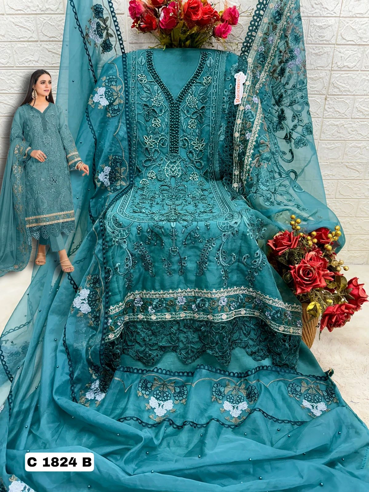 Fepic C 1824 Organza Wholesale Pakistani Salwar Suit Catalog — Wholesale Salwar Suits, MPA wholesale from Surat - Gallery Image 2
